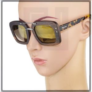Prada Brow Bar Sunglasses - Wood and Tortoise Shell Frame SEE PICS